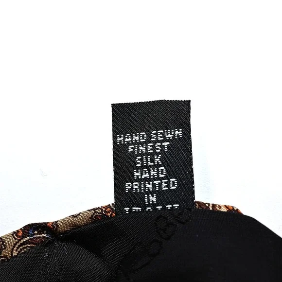 Vintage Robert Talbott Tie Mens Classic Silk Paisley Brown Blue‎ Hand Sewn 90s - Picture 5 of 8